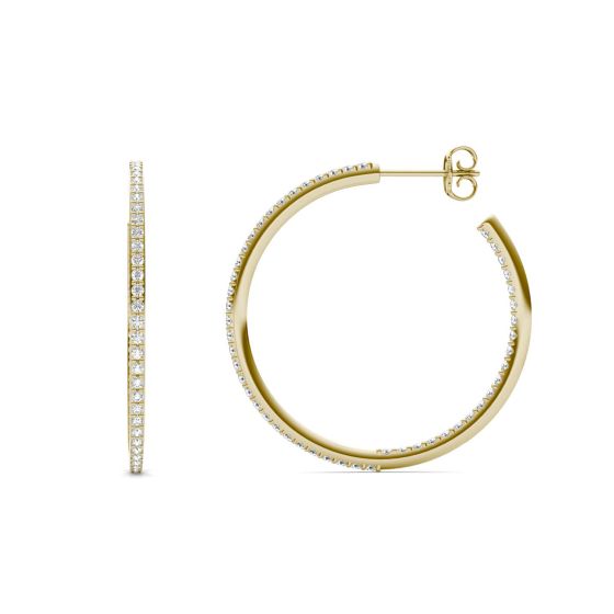 1 CTW Round Caydia Lab Grown Diamond Inside Out Hoop Earrings 18K Yellow Gold