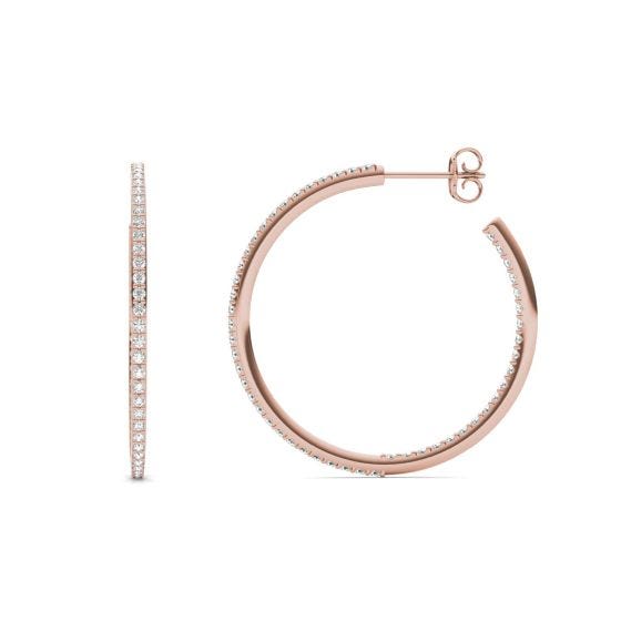 1 CTW Round Caydia Lab Grown Diamond Inside Out Hoop Earrings 18K Rose Gold
