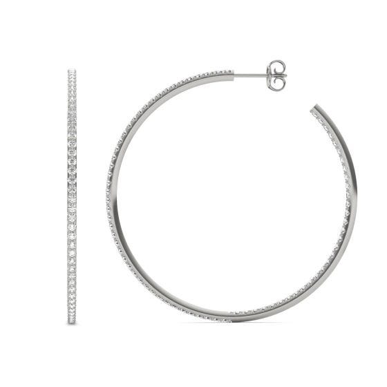 1 3/4 CTW Round Caydia Lab Grown Diamond Inside Out Hoop Earrings 18K White Gold