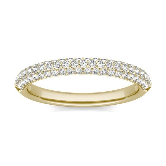 1/3 CTW Round Caydia Lab Grown Diamond Pave Accent Wedding Band Ring 14K Yellow Gold