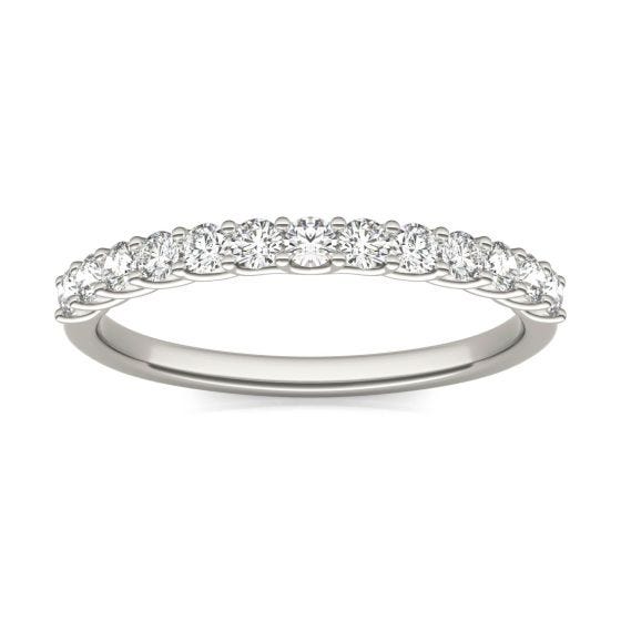 2/5 CTW Round Caydia Lab Grown Diamond Trellis Wedding Band Ring 14K White Gold