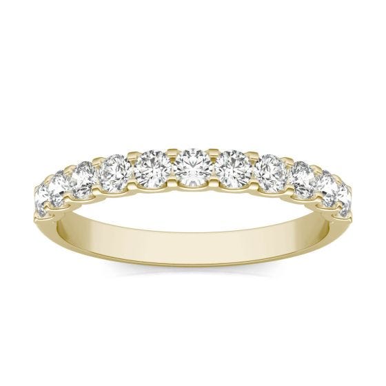 1/2 CTW Round Caydia Lab Grown Diamond Classic Wedding Band Ring 18K Yellow Gold