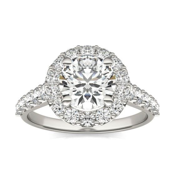 2 2/5 CTW Round Caydia Lab Grown Diamond Shared Prong Halo Engagement Ring Platinum