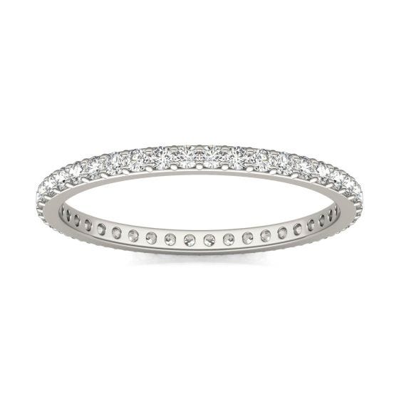 2/5 CTW Round Caydia Lab Grown Diamond Shared Prong Eternity Band Ring 14K White Gold