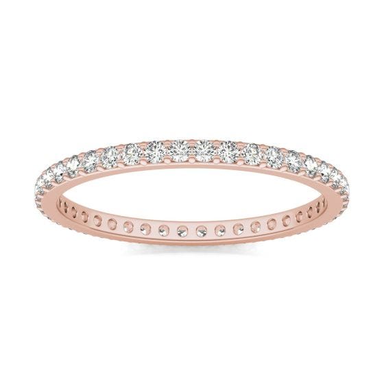 2/5 CTW Round Caydia Lab Grown Diamond Shared Prong Eternity Band Ring 14K Rose Gold