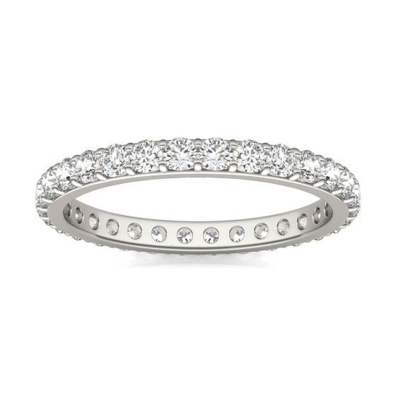 7/8 CTW Round Caydia Lab Grown Diamond Shared Prong Eternity Band Ring 14K White Gold
