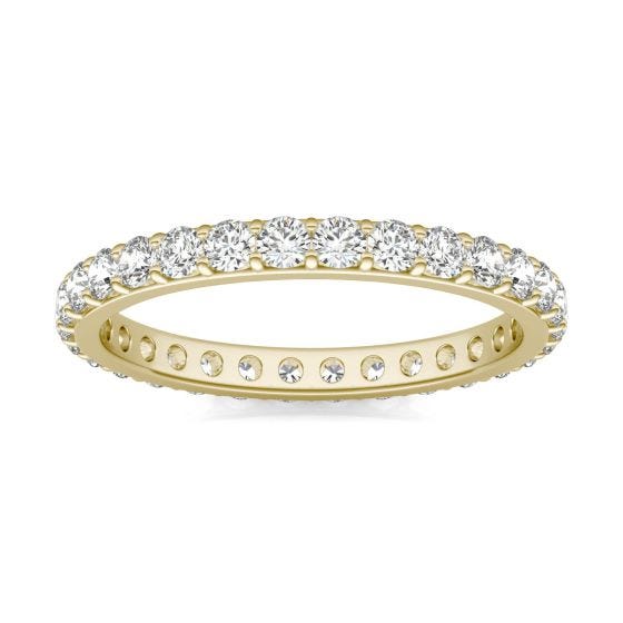 7/8 CTW Round Caydia Lab Grown Diamond Shared Prong Eternity Band Ring 18K Yellow Gold