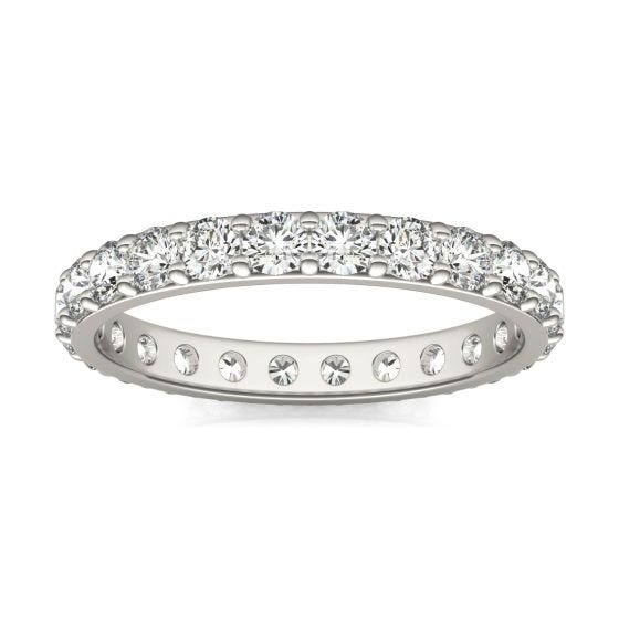 1 1/3 CTW Round Caydia Lab Grown Diamond Shared Prong Eternity Band Ring 14K White Gold