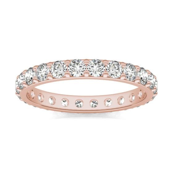 1 1/3 CTW Round Caydia Lab Grown Diamond Shared Prong Eternity Band Ring 14K Rose Gold