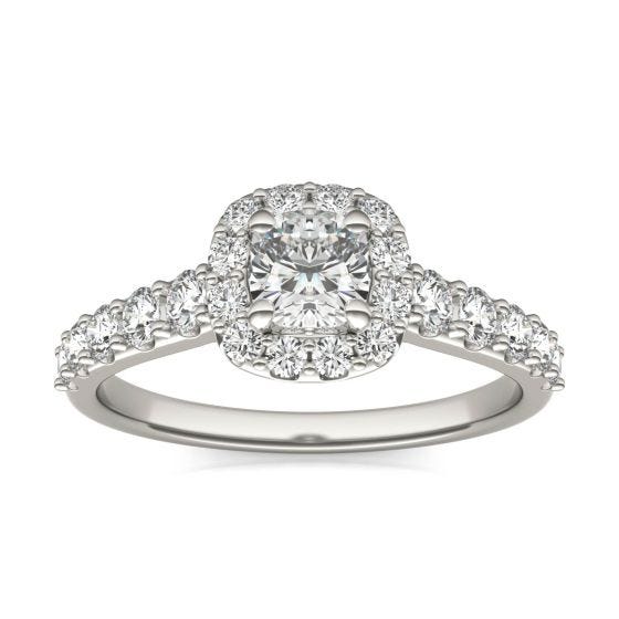 1 1/3 CTW Cushion Caydia Lab Grown Diamond Shared Prong Halo Engagement Ring Platinum