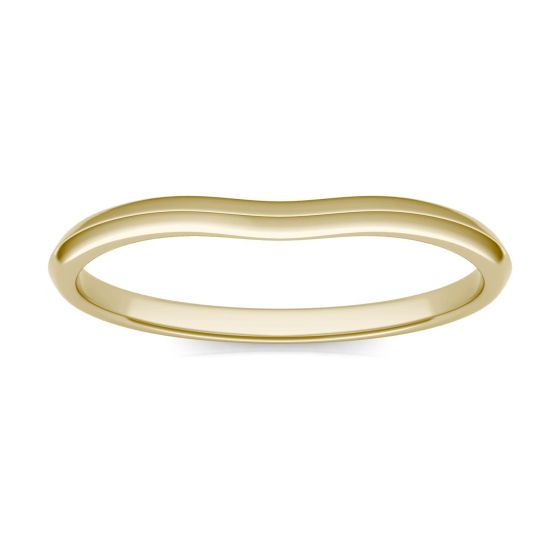 Signature Contoured Plain Matching Wedding Band Ring 14K Yellow Gold