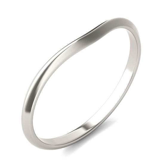 Signature Plain 7mm Oval Matching Band Ring 18K White Gold