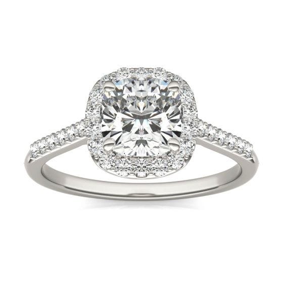 1 7/8 CTW Cushion Caydia Lab Grown Diamond Signature Halo with Side Accents Engagement Ring 18K White Gold