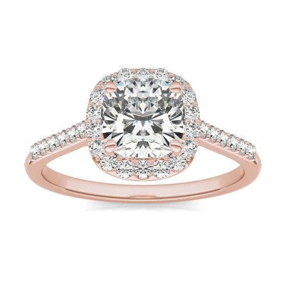 1 7/8 CTW Cushion Caydia Lab Grown Diamond Signature Halo with Side Accents Engagement Ring 18K Rose Gold