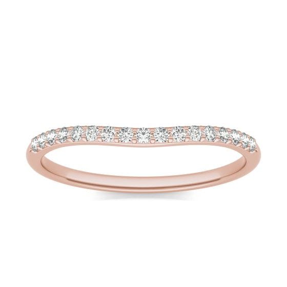 1/6 CTW Round Caydia Lab Grown Diamond Signature 6mm Cushion Curved Matching Band Ring 18K Rose Gold