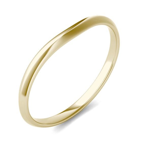 Signature Curved Plain Matching Cushion 6mm Band Ring 18K Yellow Gold