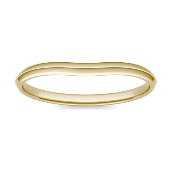 Signature Curved Plain Wedding Band Ring 14K Yellow Gold