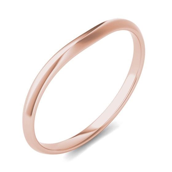 Signature Curved Plain Matching Cushion 6mm Band Ring 18K Rose Gold