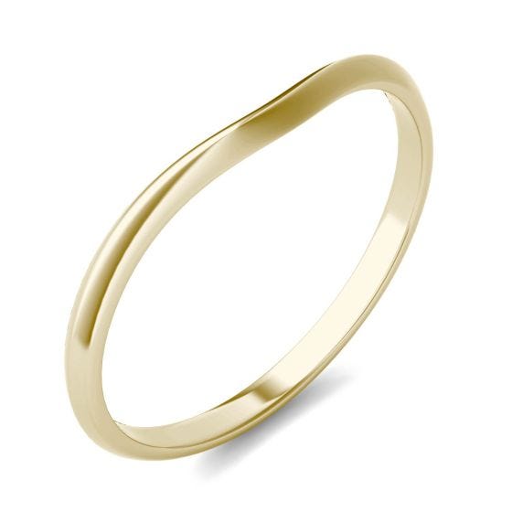 Signature Curved Plain 6mm Cushion Matching Band Ring 18K Yellow Gold