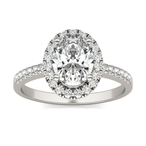 1 7/8 CTW Oval Caydia Lab Grown Diamond Halo Engagement Ring Platinum