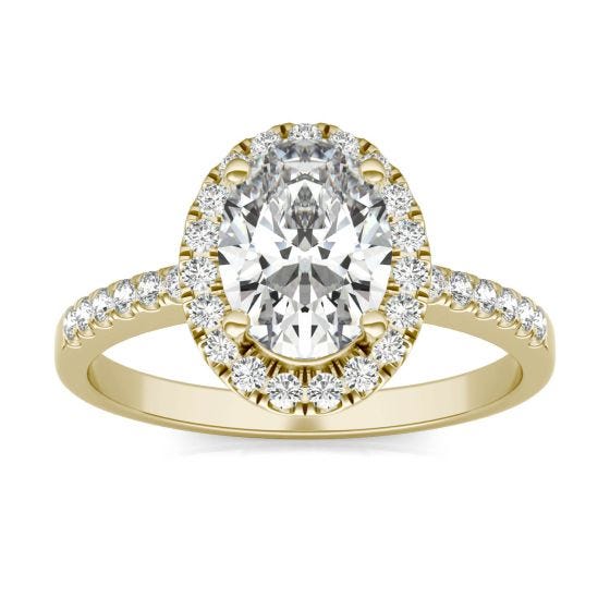 1 7/8 CTW Oval Caydia Lab Grown Diamond Halo Engagement Ring 14K Yellow Gold