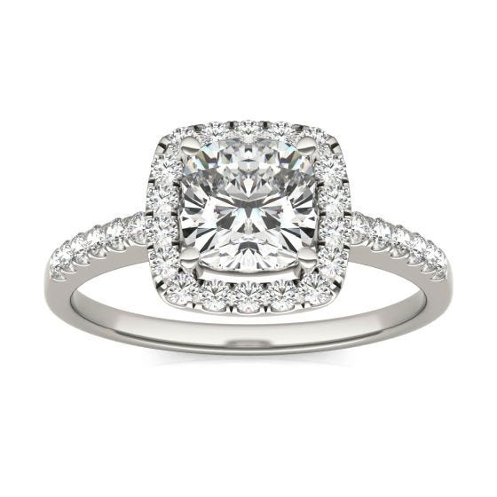 1 1/3 CTW Cushion Caydia Lab Grown Diamond Halo Engagement Ring 14K White Gold
