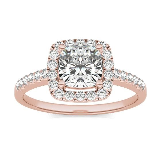 1 1/3 CTW Cushion Caydia Lab Grown Diamond Halo Engagement Ring 14K Rose Gold