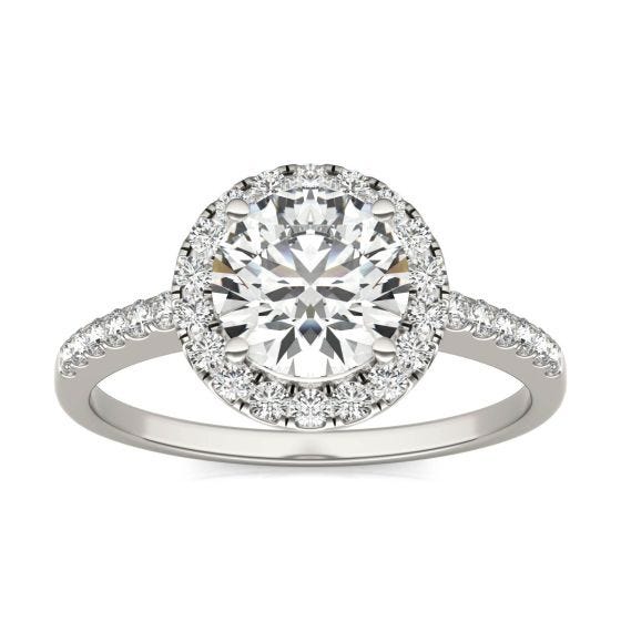 1 2/3 CTW Round Caydia Lab Grown Diamond Halo Engagement Ring 14K White Gold