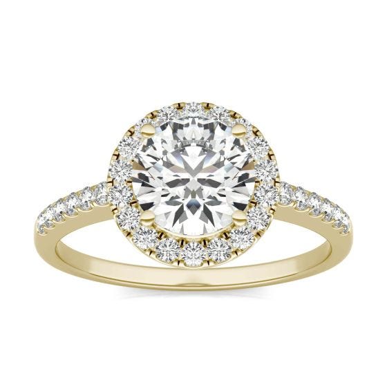 1 2/3 CTW Round Caydia Lab Grown Diamond Halo Engagement Ring 14K Yellow Gold