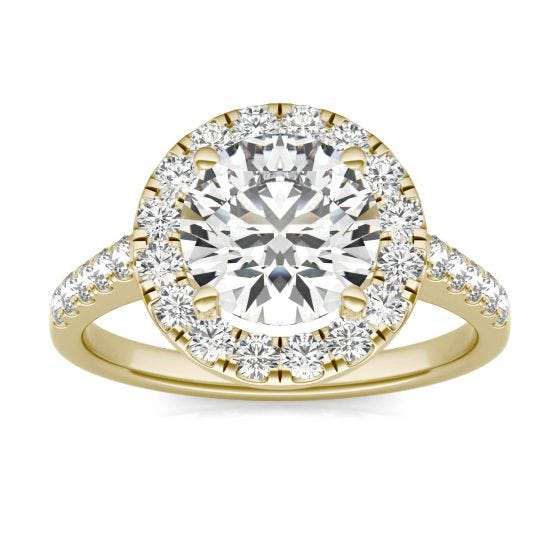 2 5/8 CTW Round Caydia Lab Grown Diamond Halo Engagement Ring 14K Yellow Gold