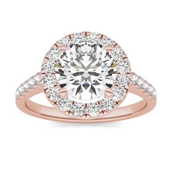 2 5/8 CTW Round Caydia Lab Grown Diamond Halo Engagement Ring 14K Rose Gold