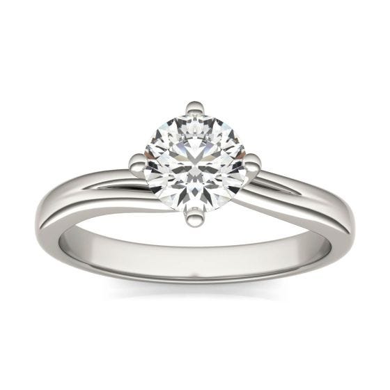 3/4 CTW Round Caydia Lab Grown Diamond Four Prong Twist Solitaire Engagement Ring 14K White Gold