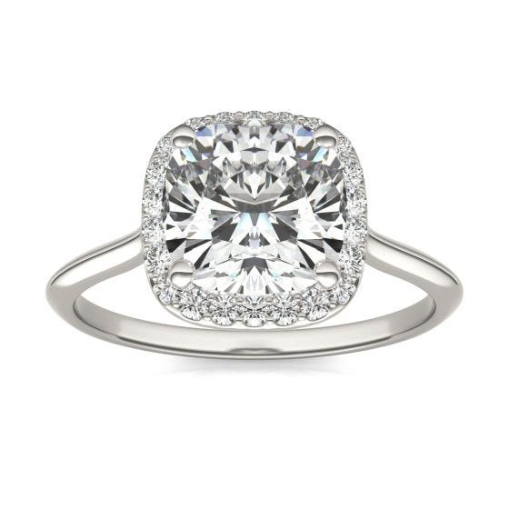 2 3/4 CTW Cushion Caydia Lab Grown Diamond Signature Halo Engagement Ring 18K White Gold