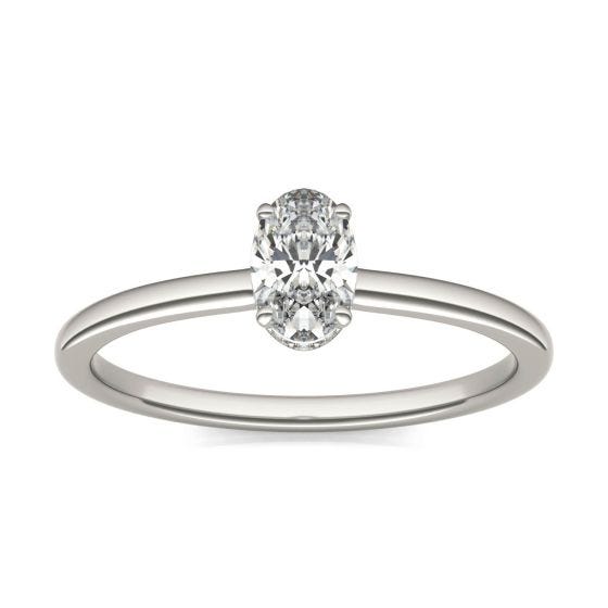 1/2 CTW Oval Caydia Lab Grown Diamond Hidden Halo Solitaire Engagement Ring 14K White Gold