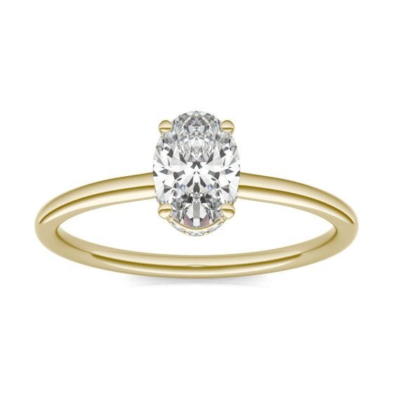 1 1/15 CTW Oval Caydia Lab Grown Diamond Hidden Halo Solitaire Engagement Ring 14K Yellow Gold