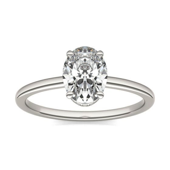 1 5/8 CTW Oval Caydia Lab Grown Diamond Hidden Halo Solitaire Engagement Ring 14K White Gold