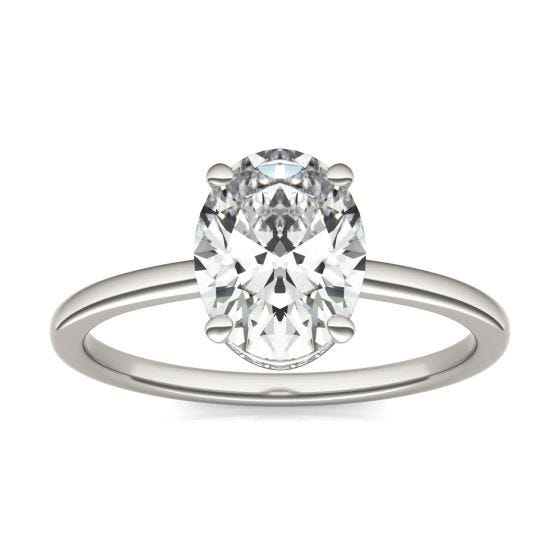 2 1/10 CTW Oval Caydia Lab Grown Diamond Hidden Halo Solitaire Engagement Ring 14K White Gold
