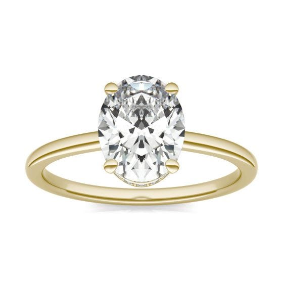 2 1/10 CTW Oval Caydia Lab Grown Diamond Hidden Halo Solitaire Engagement Ring 14K Yellow Gold
