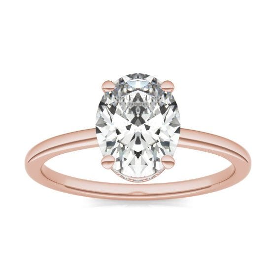 2 1/10 CTW Oval Caydia Lab Grown Diamond Hidden Halo Solitaire Engagement Ring 14K Rose Gold