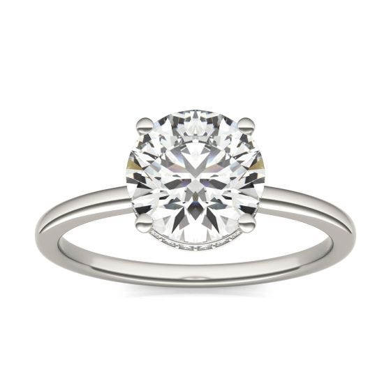 2 1/10 CTW Round Caydia Lab Grown Diamond Hidden Halo Solitaire Engagement Ring 14K White Gold