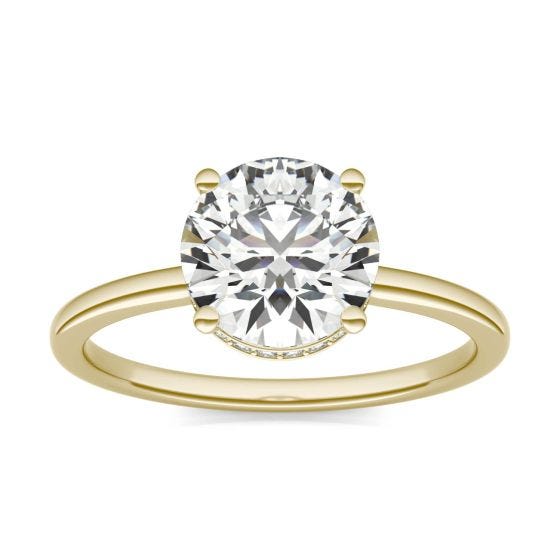 2 1/10 CTW Round Caydia Lab Grown Diamond Hidden Halo Solitaire Engagement Ring 14K Yellow Gold