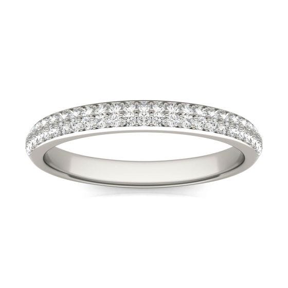 1/4 CTW Round Caydia Lab Grown Diamond Pave Band Ring 14K White Gold