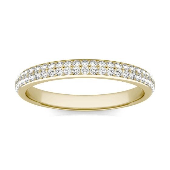 1/4 CTW Round Caydia Lab Grown Diamond Pave Band Ring 14K Yellow Gold
