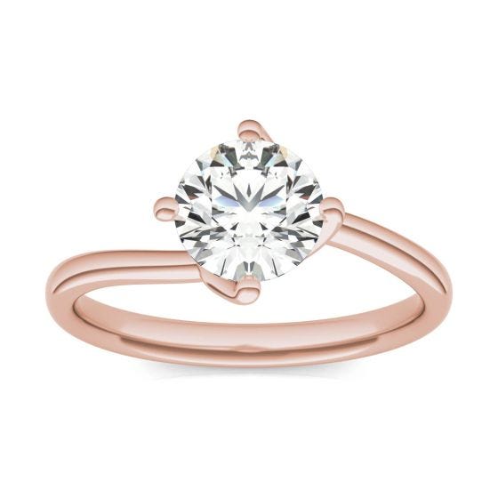 1 CTW Round Caydia Lab Grown Diamond Twisted Gallery Solitaire Engagement Ring 14K Rose Gold