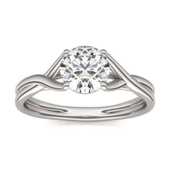 1 CTW Round Caydia Lab Grown Diamond Interlaced Solitaire Engagement Ring 14K White Gold