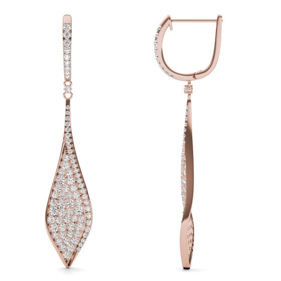 1 7/8 CTW Round Caydia Lab Grown Diamond Deco Pave Drop Earrings 14K Rose Gold