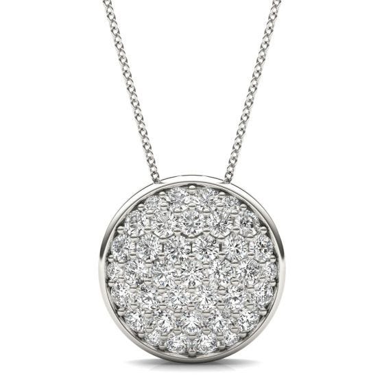 1 CTW Round Caydia Lab Grown Diamond Signature Pave Disc Necklace 18K White Gold