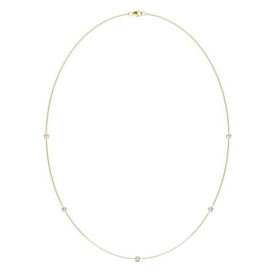 1/2 CTW Round Caydia Lab Grown Diamond 18in Station Necklace 14K Yellow Gold