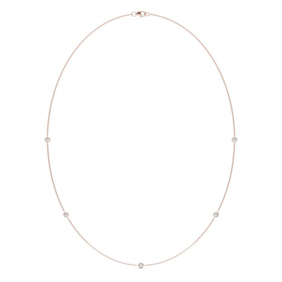 1/2 CTW Round Caydia Lab Grown Diamond 18in Station Necklace 14K Rose Gold