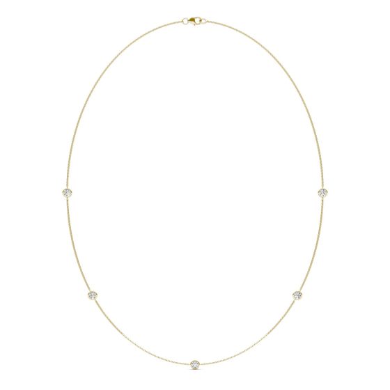 1 CTW Round Caydia Lab Grown Diamond 18in Station Necklace 14K Yellow Gold